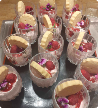 Raspberry and cremant posset